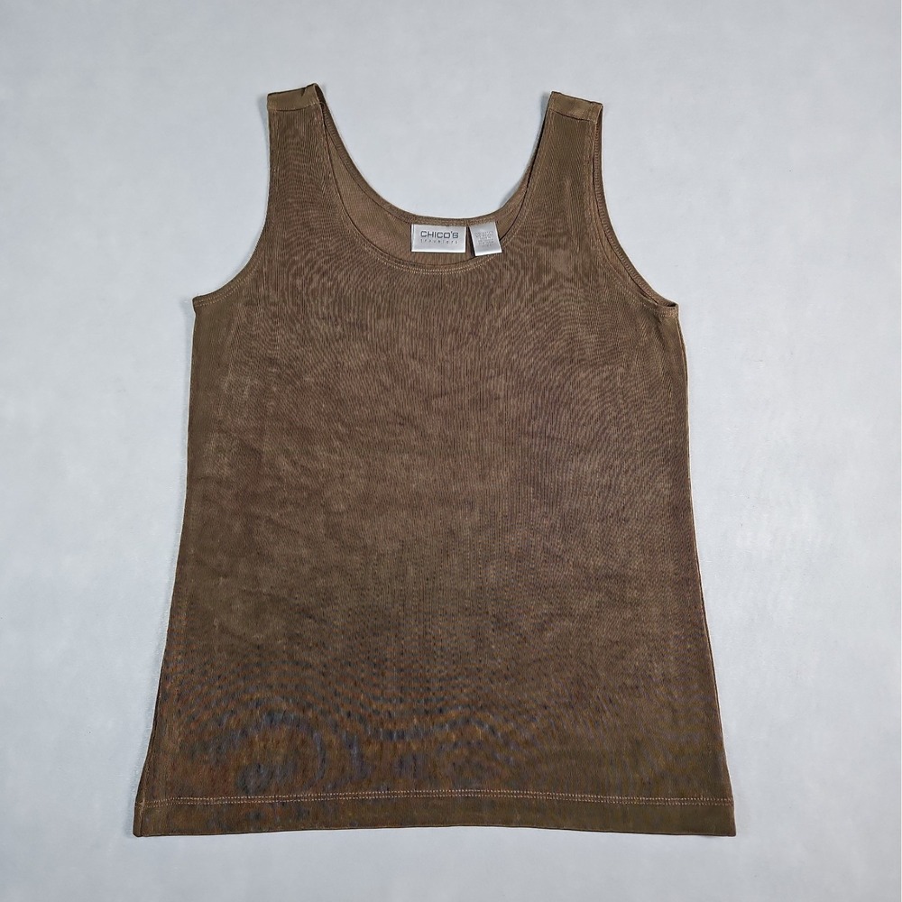 Chicos Travelers Womens Olive Green Stretch Tank Top Size 1 (Medium)